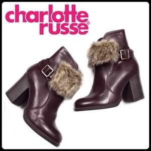 Charlotte Russe Burgundy faux-fur heeled boots